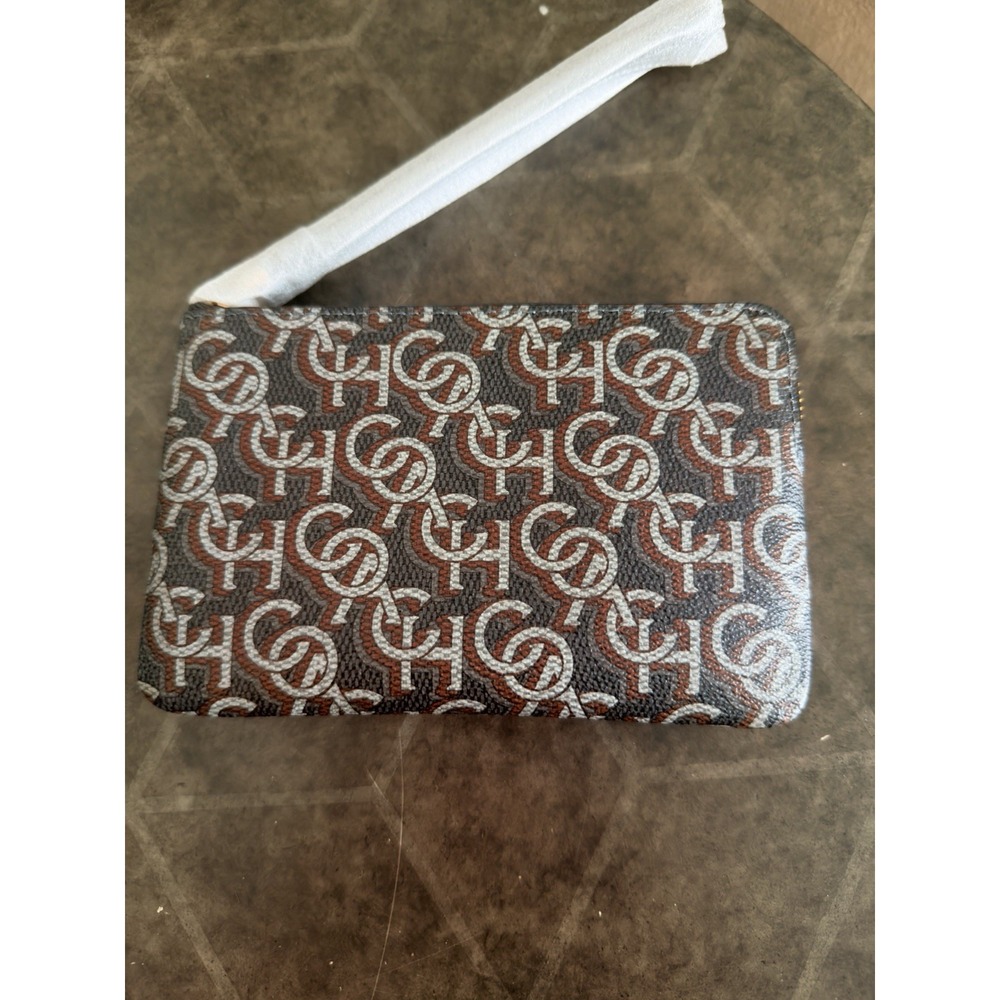 Coach Leather Corner Zip Wristlet Monogram Print NWT